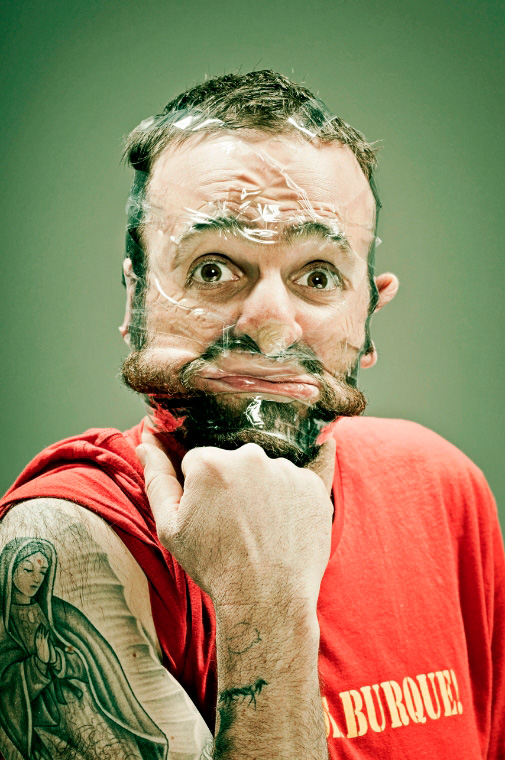 Distorted Scotch Tape Portraits by Wes Naman