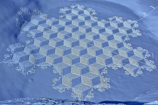 Incredible Trampled Snow Art by Simon Beck