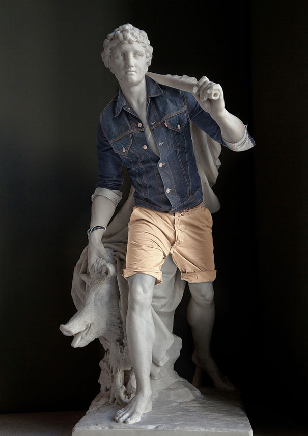 Classic Sculptures Dressed in Modern Outfits