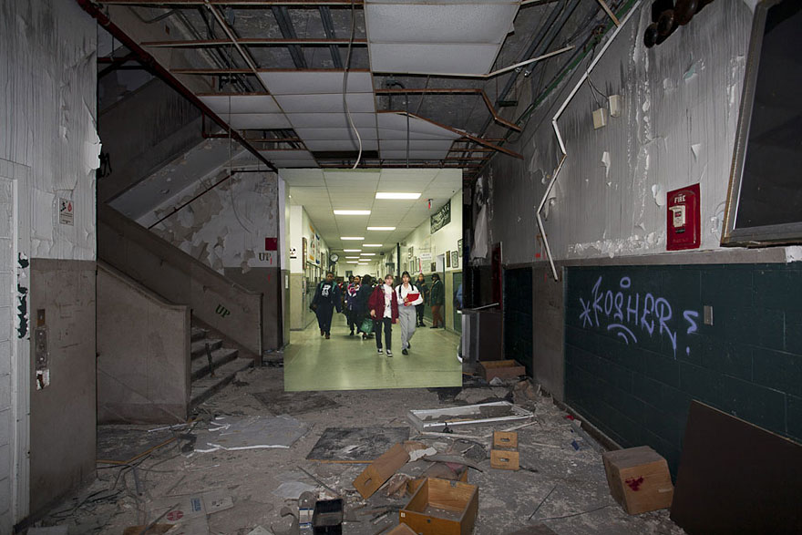 then and now abandoned school in detroit 14 - Fotos de uma escola abandonada em Detroit (antes e depois)