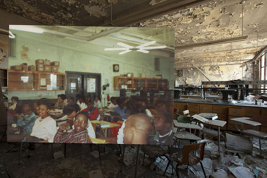 then and now abandoned school in detroit 3 - Fotos de uma escola abandonada em Detroit (antes e depois)
